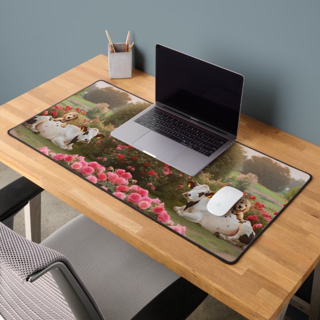 Golden Doodle Cow Desk Mat (Office 2)