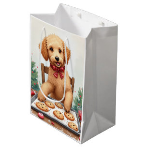 Golden Doodle Decorating Christmas Cookies Medium Gift Bag