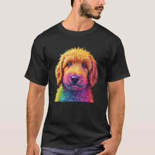 Golden Doodle Dog Colorful Goldendoodle Face dog L T-Shirt