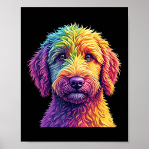Golden Doodle Dog Colourful Goldendoodle Face Dog Poster