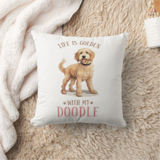  Golden doodle Dog  cute Throw Pillow