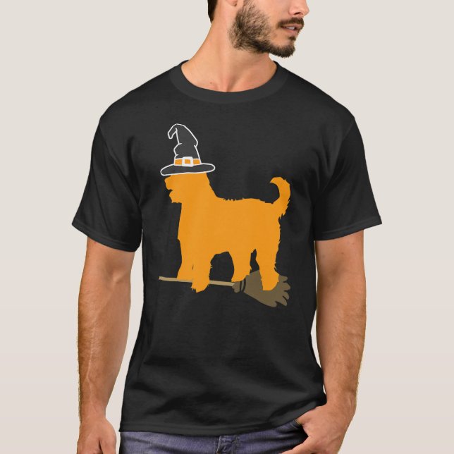 Golden Doodle Dog Halloween Witch T-Shirt (Front)