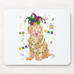 Golden Doodle Dog Lover Cute Mardi Gras Carnival J Mouse Mat
