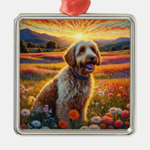 Golden Doodle dog Metal Tree Decoration