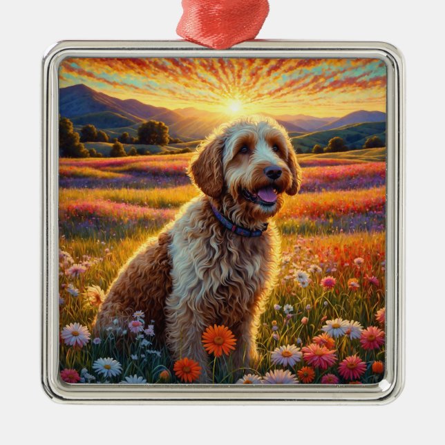 Golden Doodle dog Metal Tree Decoration (Front)