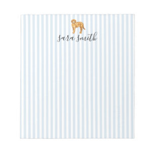 Golden Doodle Dog Painting Custom Name Stripe Notepad