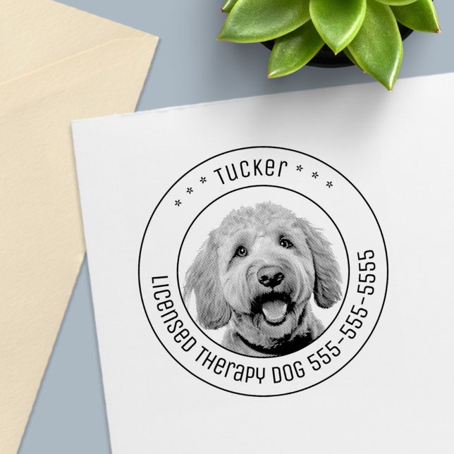 Golden Doodle Dog Pet Photo Round Self-inking Stamp (Creator Uploaded)