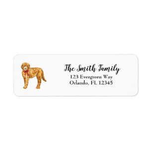 Golden Doodle Dog Pup with Bow Address