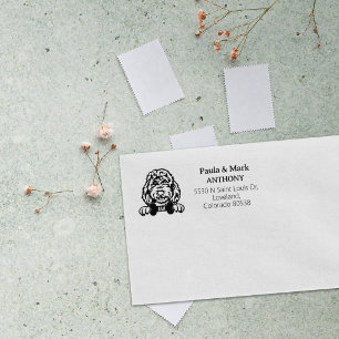 Golden Doodle Dog Return Address Rubber Stamp
