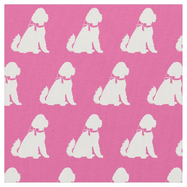 Golden Doodle Dog Silhouette Pet Aussie Pink Fabric (Close Up)