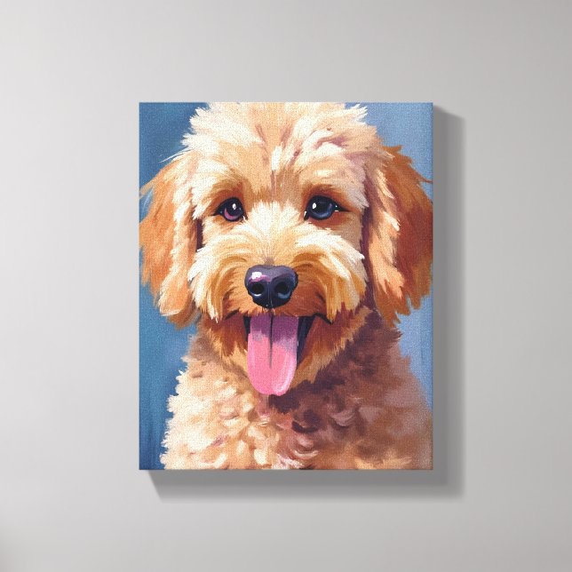 Golden Doodle | Dog Watercolor Painting Pet Canvas Print (Front)