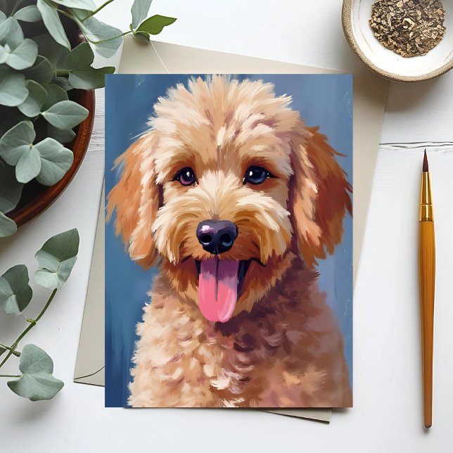Golden Doodle | Dog Watercolor Painting Pet Postcard (Creator Uploaded)
