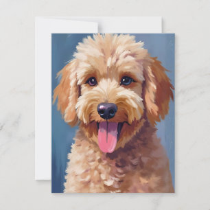 Golden Doodle Dog Watercolor Painting Pet Thank You Card