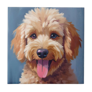 Golden Doodle Dog Watercolor Painting Pet Tile