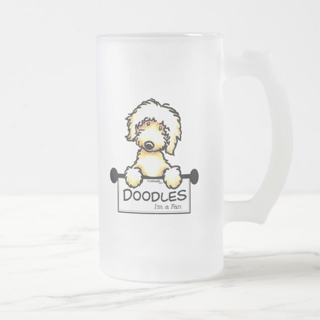Golden Doodle Fan Frosted Glass Beer Mug (Right)
