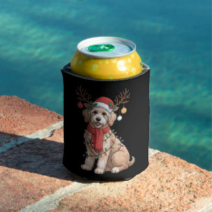 Golden Doodle Gorgeous Reindeer Christmas Tree Can Cooler