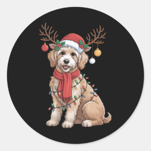 Golden Doodle Gorgeous Reindeer Christmas Tree  Classic Round Sticker