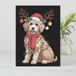 Golden Doodle Gorgeous Reindeer Christmas Tree Holiday Card