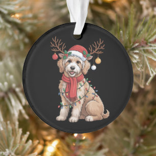 Golden Doodle Gorgeous Reindeer Christmas Tree  Ornament