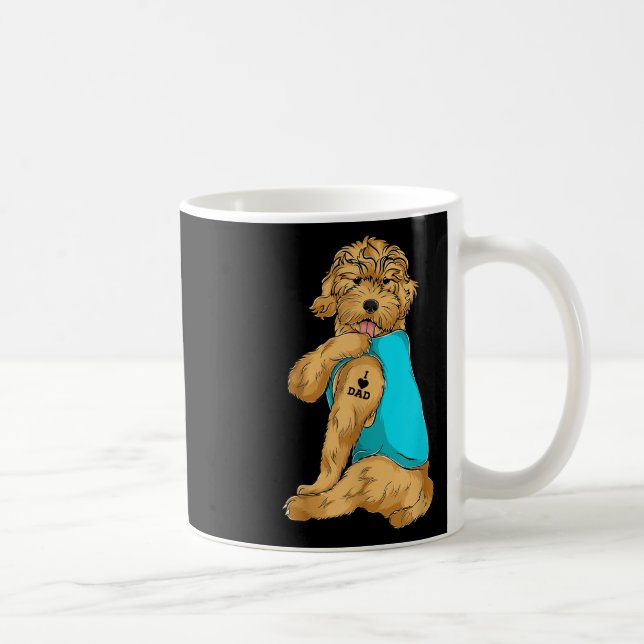 Golden Doodle I Love Dad Tattoo Apparel, Dog Dad G Coffee Mug (Right)