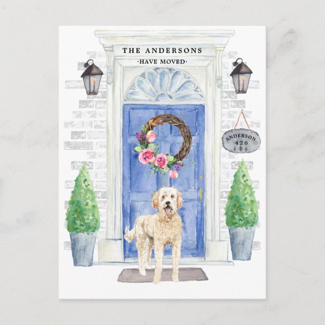 Golden Doodle Moving Announcement Postcard (Front)