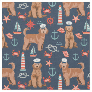 Golden Doodle nautical fabric - apricot doodle