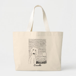Golden Doodle on the Beach Jumbo Tote