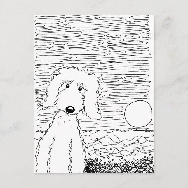 Golden Doodle on the Beach Postcard (Front)