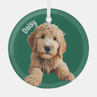 Golden Doodle Puppy Glass Tree Decoration