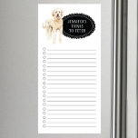 Golden Doodle Shopping List Magnetic Notepad<br><div class="desc">Adorable things to fetch Golden Doodle dog with a black chalkboard frame personalised with your name.</div>