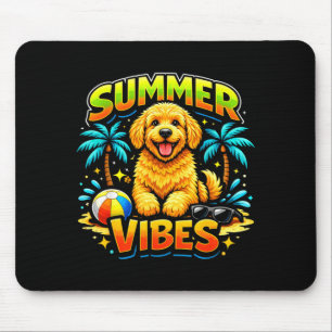Golden doodle summer vibes dog lover mum beach mouse mat