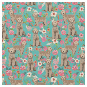 Golden Doodle vintage florals turquoise Fabric