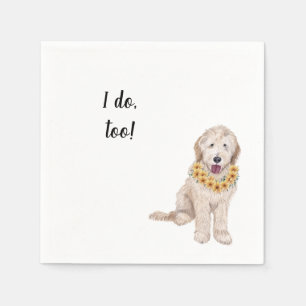 Golden Doodle with Lei Custom Cocktail Napkin