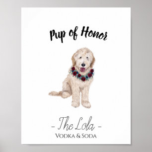 Golden Doodle with Lei Wedding Drink Sign