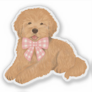 Golden Doodle with Pink Gingham Bow Party Favor