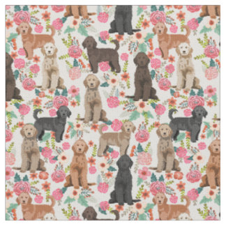 Golden Doodles vintage floral cream Fabric