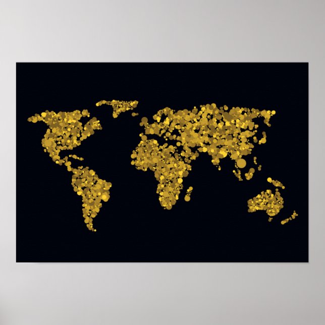 Golden Dot World Map Poster (Front)