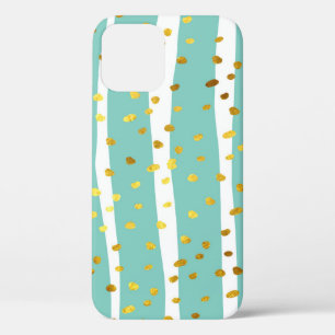 Golden Dots and Stripes: Elegant Pattern iPhone 12 Case