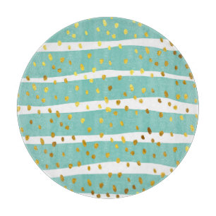 Golden Dots and Stripes: Elegant Pattern Cutting Board