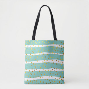 Golden Dots and Stripes: Elegant Pattern Tote Bag