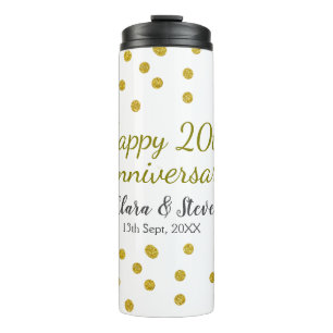 Golden dots glitter happy 20th anniversary wedding thermal tumbler