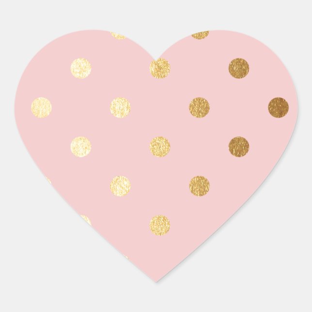 Golden dots on pink backround heart sticker (Front)