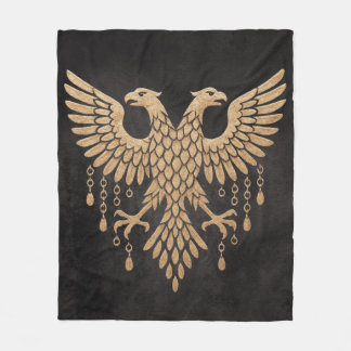 Golden Double-Headed Eagle – Regal Mythic Emblem o Fleece Blanket