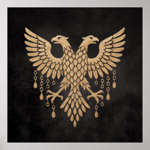 Golden Double-Headed Eagle – Regal Mythic Emblem o Poster