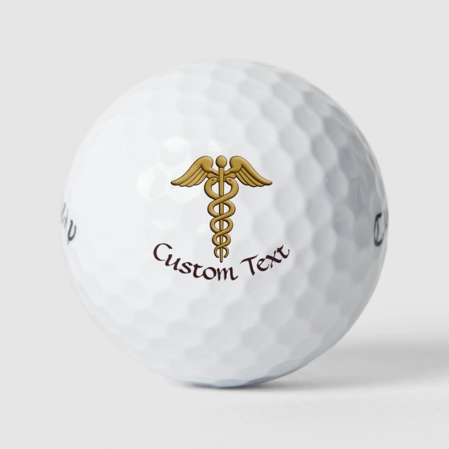 Golden Double Snake Caduceus Golf Balls (Front)