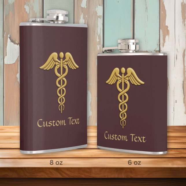 Golden Double Snake Caduceus Hip Flask (Creator Uploaded)