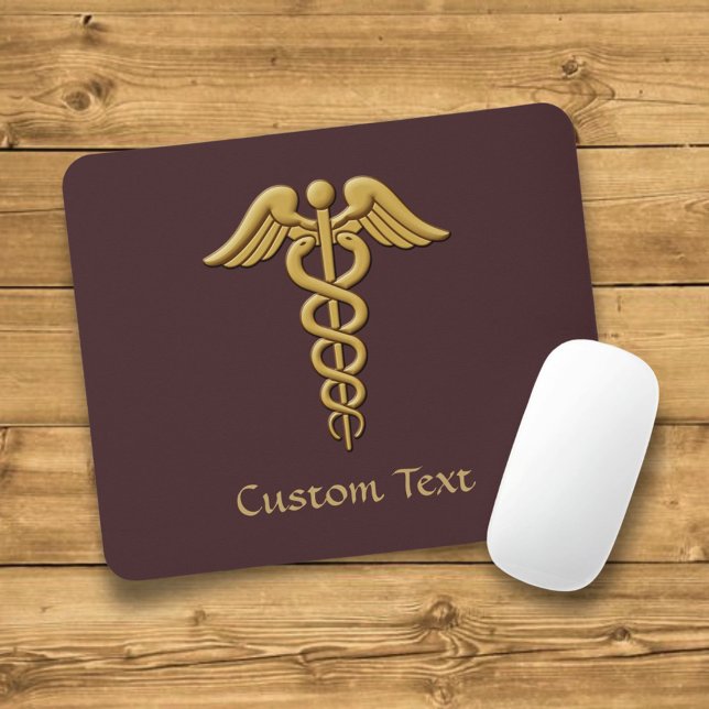 Golden Double Snake Caduceus Mouse Mat (Creator Uploaded)