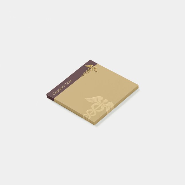 Golden Double Snake Caduceus Post-it Notes (Angled)