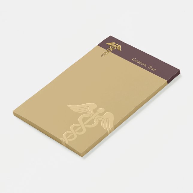 Golden Double Snake Caduceus Post-it Notes (Angled)