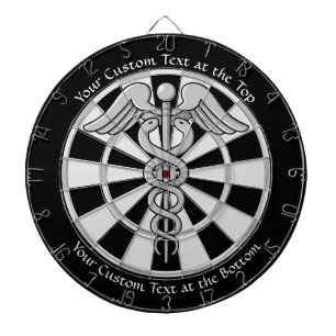Golden Double Snake Caduceus with Custom Text Dart Dartboard